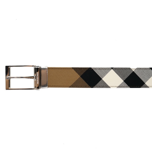 Burberry Louis Reversible Check Belt Taupe Brown Size 85 / 34 New - Picture 4 of 6